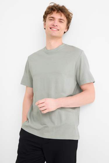 Pánské - Tričko - regular fit - strukturované - světle šedá