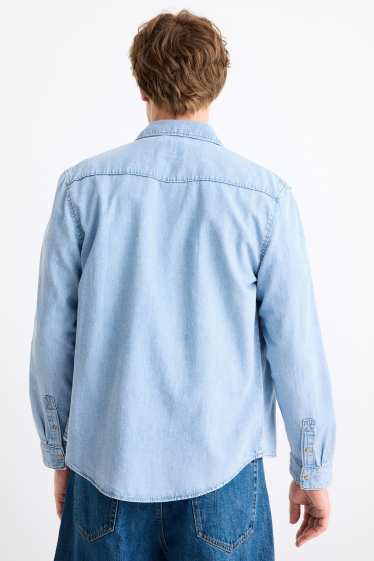 Uomo - Camicia di jeans - regular fit - collo all'italiana - jeans blu