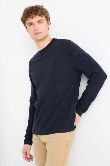 Herren - Pullover - strukturiert - dunkelblau