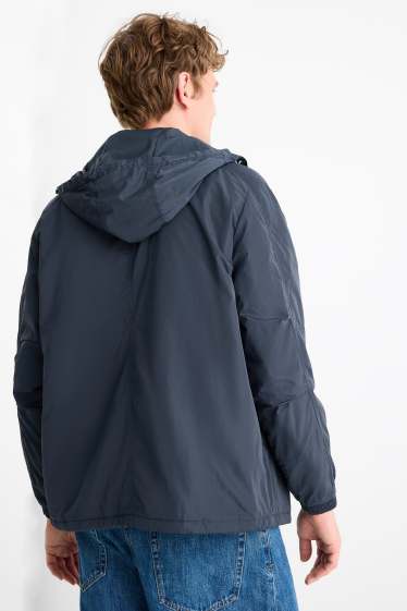 Heren - Jas met capuchon - waterafstotend - donkerblauw