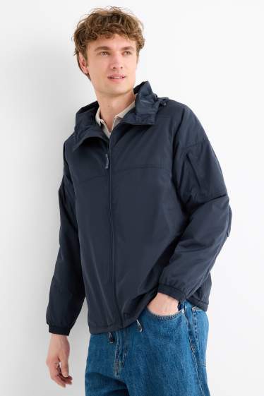 Heren - Jas met capuchon - waterafstotend - donkerblauw