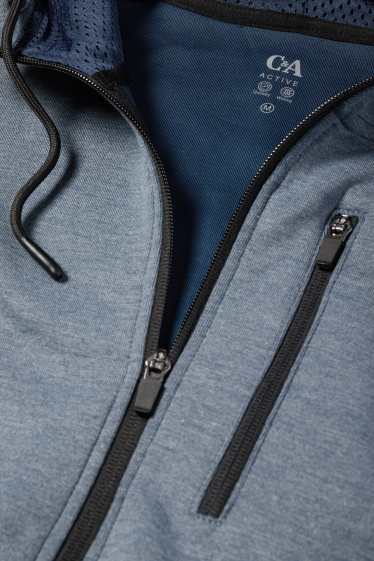 Heren - Sportvest met capuchon - blauw-mix