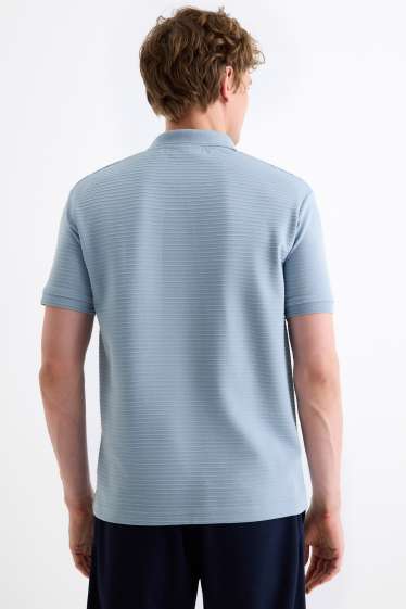 Herren - Poloshirt - gerippt - hellblau