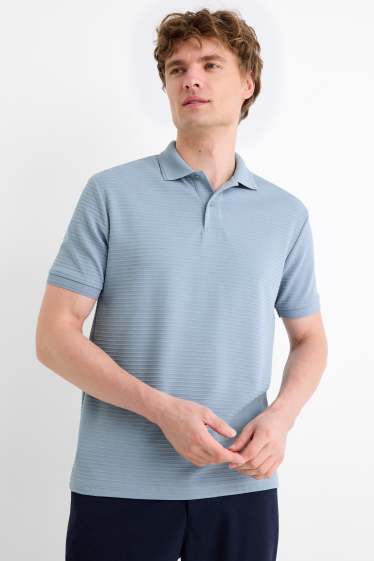 Herren - Poloshirt - gerippt - hellblau