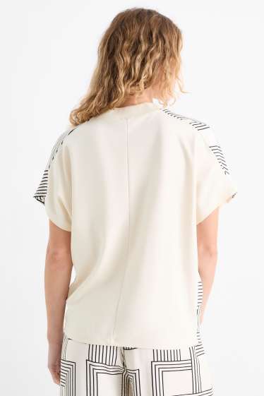 Women - T-shirt - relaxed fit - patterned - cremewhite