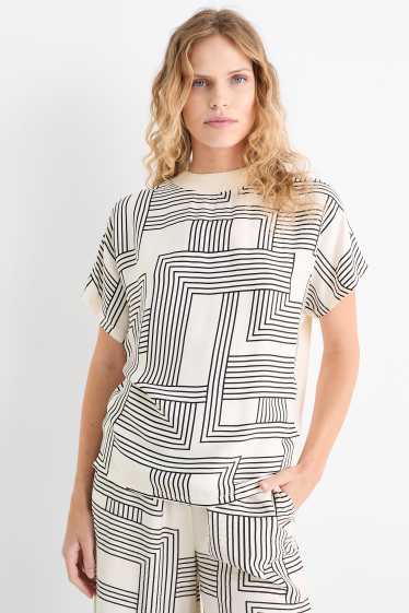 Women - T-shirt - relaxed fit - patterned - cremewhite