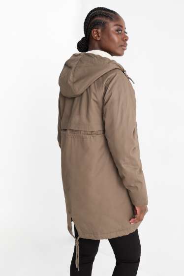 Femmes - Parka de grossesse à capuche avec empiècement porte-bébé - finition déperlante - marron