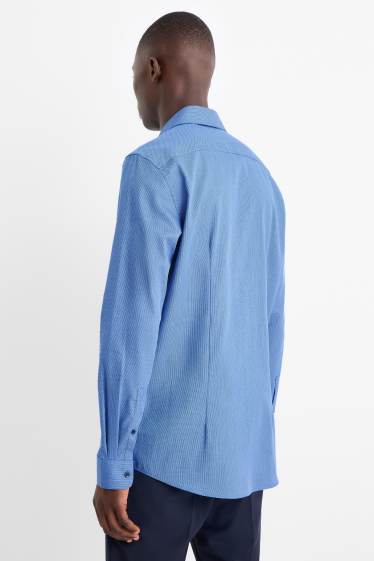Herren - Businesshemd - Slim Fit - Kent - bügelleicht - gemustert - blau