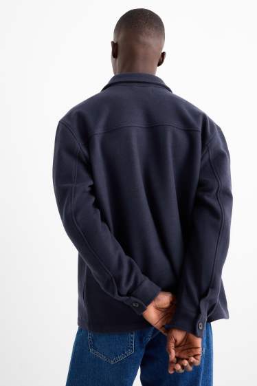 Men - Shirt jacket - relaxed fit - kent collar - dark blue