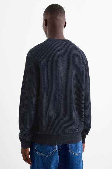 Herren - Pullover - gerippt - dunkelblau