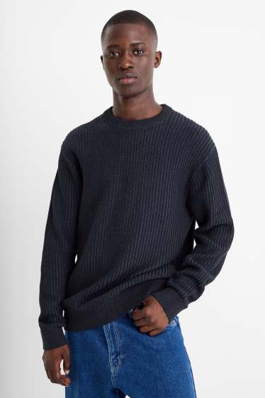 Herren - Pullover - gerippt - dunkelblau