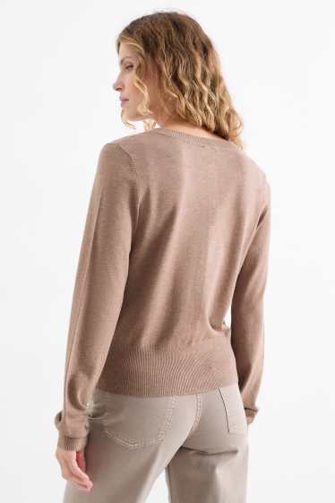 Damen - Strickjacke - hellbraun