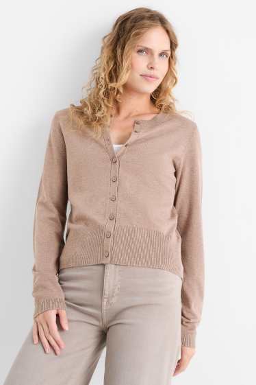 Damen - Strickjacke - hellbraun