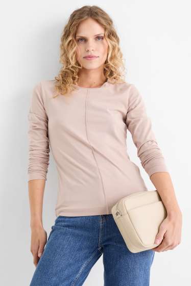 Dames - Schoudertas met afneembare draagriem - imitatieleer - beige