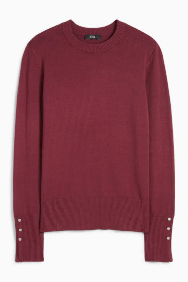 Damen - Feinstrick-Pullover - bordeaux