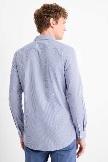 Herren - Businesshemd - Slim Fit - Kent - gestreift - blau / weiss