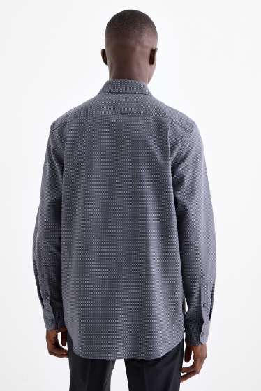 Hommes - Chemise de bureau - regular fit - col kent - sans repassage - à motif - bleu foncé