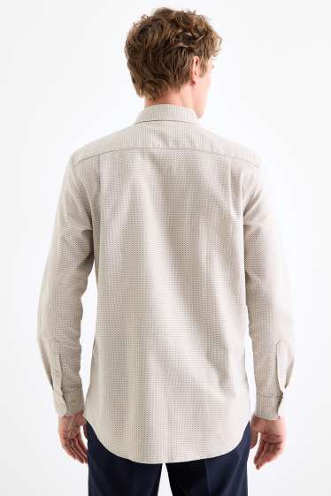 Men - Business shirt - regular fit - kent collar - easy-iron - patterned - beige