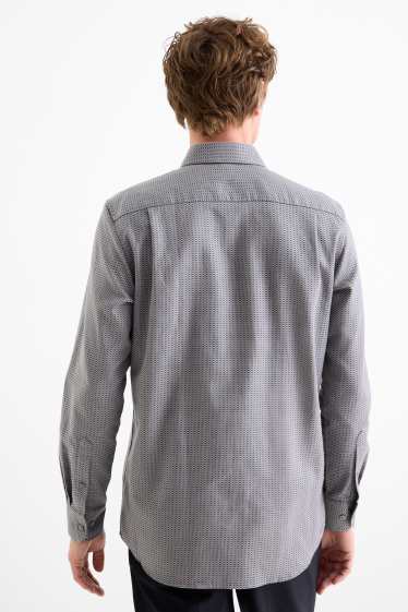Hommes - Chemise de bureau - regular fit - col kent - sans repassage - à motif - gris foncé
