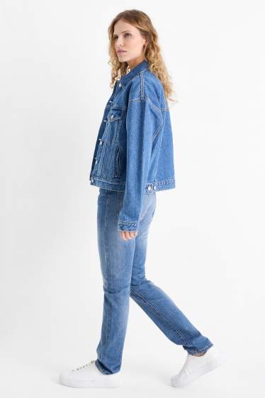Femei - Vintage straight jeans - talie medie - LYCRA® - denim-albastru
