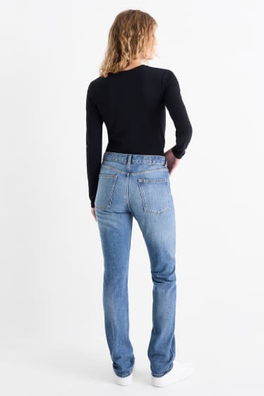 Femei - Vintage straight jeans - talie medie - LYCRA® - denim-albastru