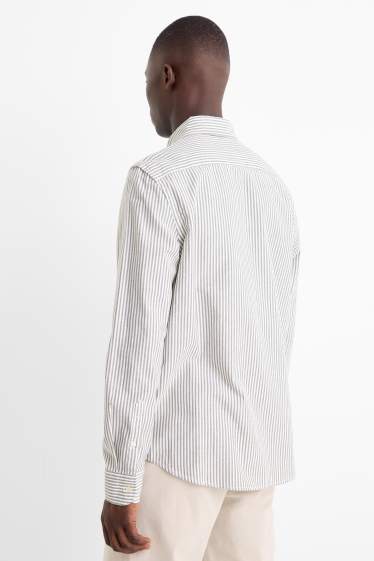 Hommes - Chemise - regular fit - col button-down - à rayures - vert / blanc crème