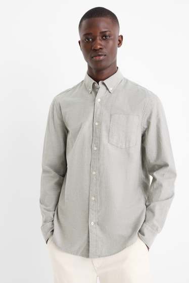 Men - Shirt - regular fit - button-down collar - green