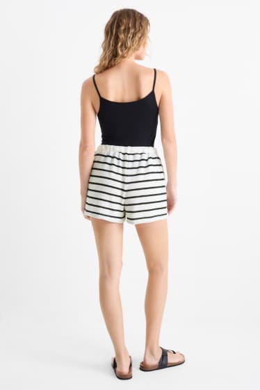 Mujer - Shorts de punto - mid waist - de rayas - blanco / negro