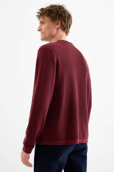 Herren - Pullover - strukturiert - bordeaux