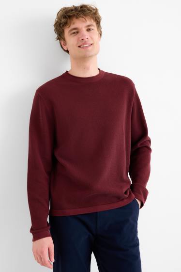 Herren - Pullover - strukturiert - bordeaux