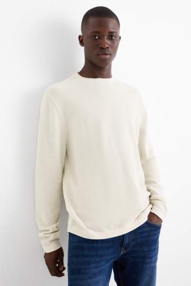 Herren - Pullover - strukturiert - hellbeige