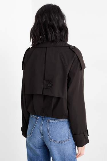 Dames - Korte trenchcoat - zwart