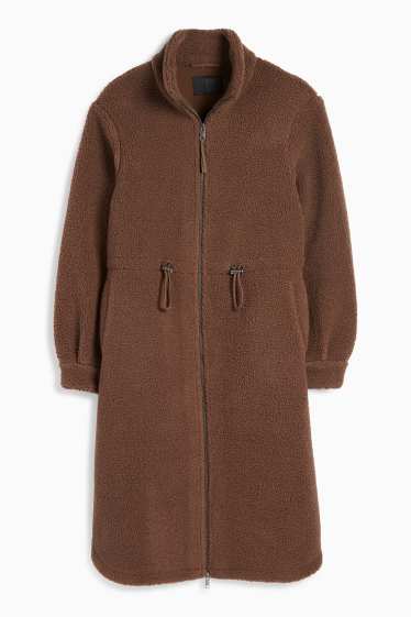 Women - Teddy fur coat - brown