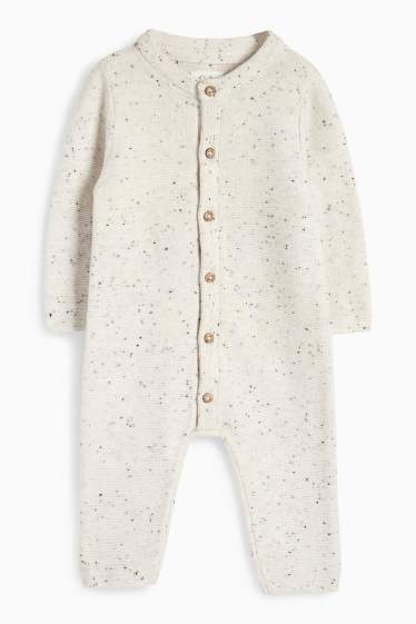 Baby Jungen - Baby-Strick-Jumpsuit - gerippt - cremeweiss