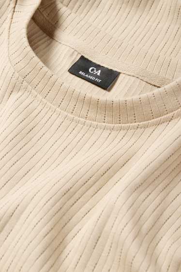 Herren - T-Shirt - Relaxed Fit - gerippt - beige