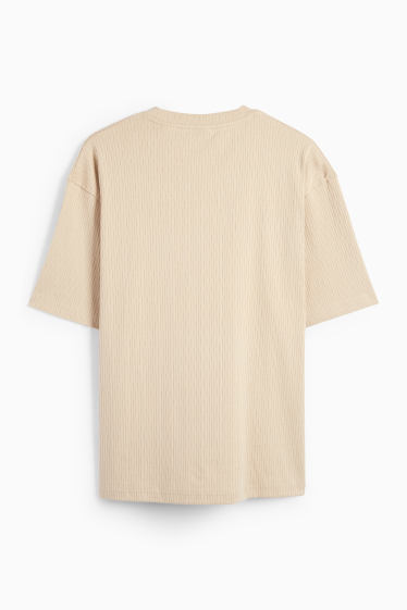 Herren - T-Shirt - Relaxed Fit - gerippt - beige