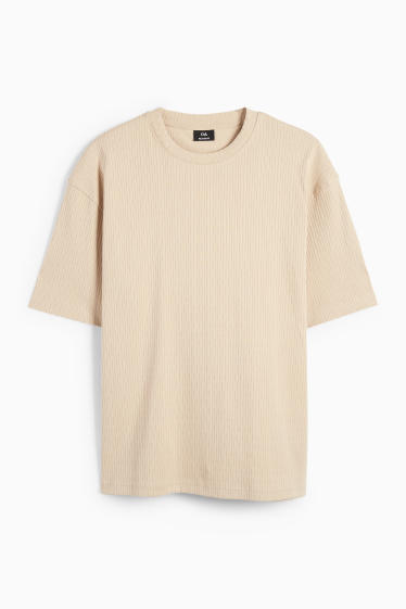 Herren - T-Shirt - Relaxed Fit - gerippt - beige