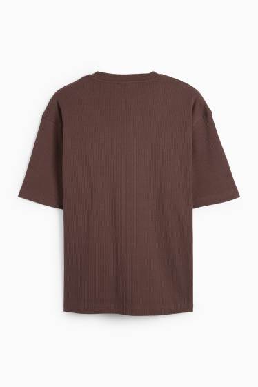 Herren - T-Shirt - Relaxed Fit - gerippt - dunkelbraun