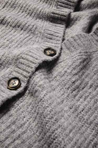 Women - Cardigan - ribbed - gray-melange