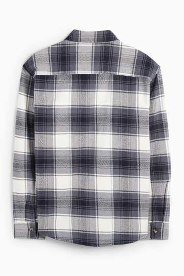 Hommes - Chemise - relaxed fit - col kent - à carreaux - bleu foncé