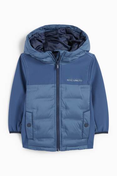 Kinder Buben - Hybridjacke mit Kapuze - blau