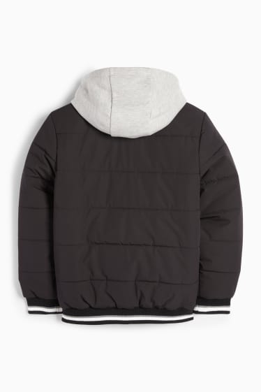 Kinder Buben - Steppjacke mit Kapuze - schwarz
