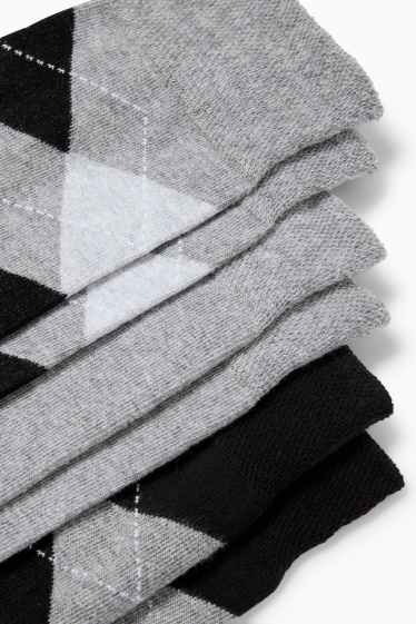 Herren - Multipack 3er - Socken - kariert - schwarz