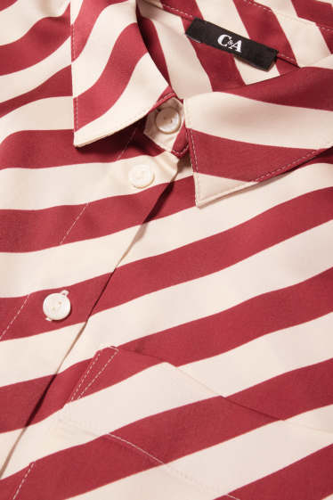 Dames - Blouse - gestreept - rood / beige