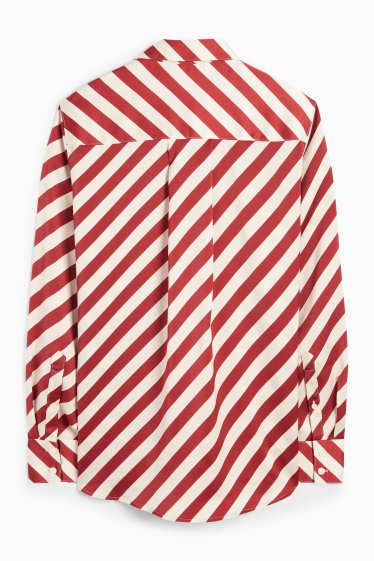 Dames - Blouse - gestreept - rood / beige