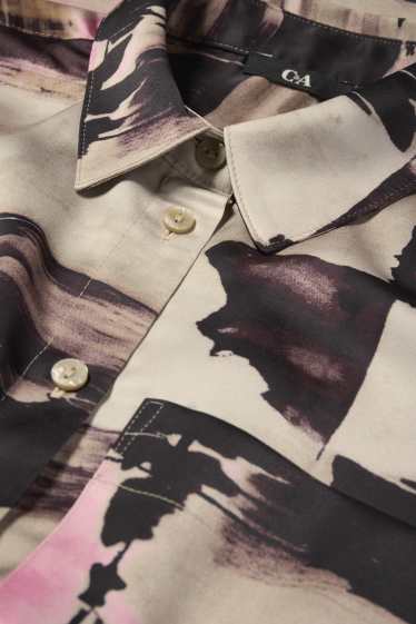 Dona - Brusa de setí - estampada - marró clar