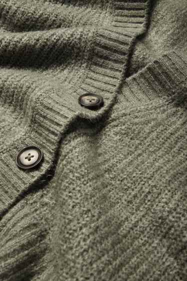 Dames - Gebreid vest - geribd - groen