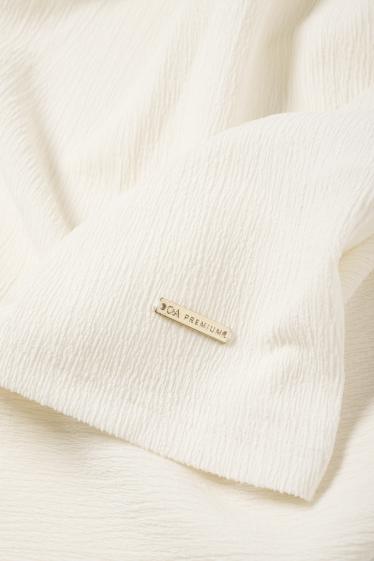 Children Girls - Long sleeve top - textured - smocked - cremewhite