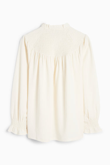 Children Girls - Long sleeve top - textured - smocked - cremewhite