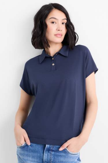Femei - Tricou polo basic - albastru închis